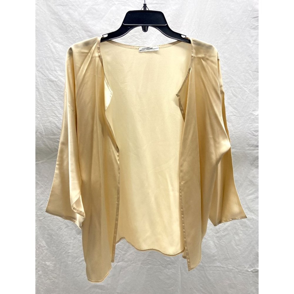 Zoran Light Tan Thin Silk Satin Open Jacket One Size